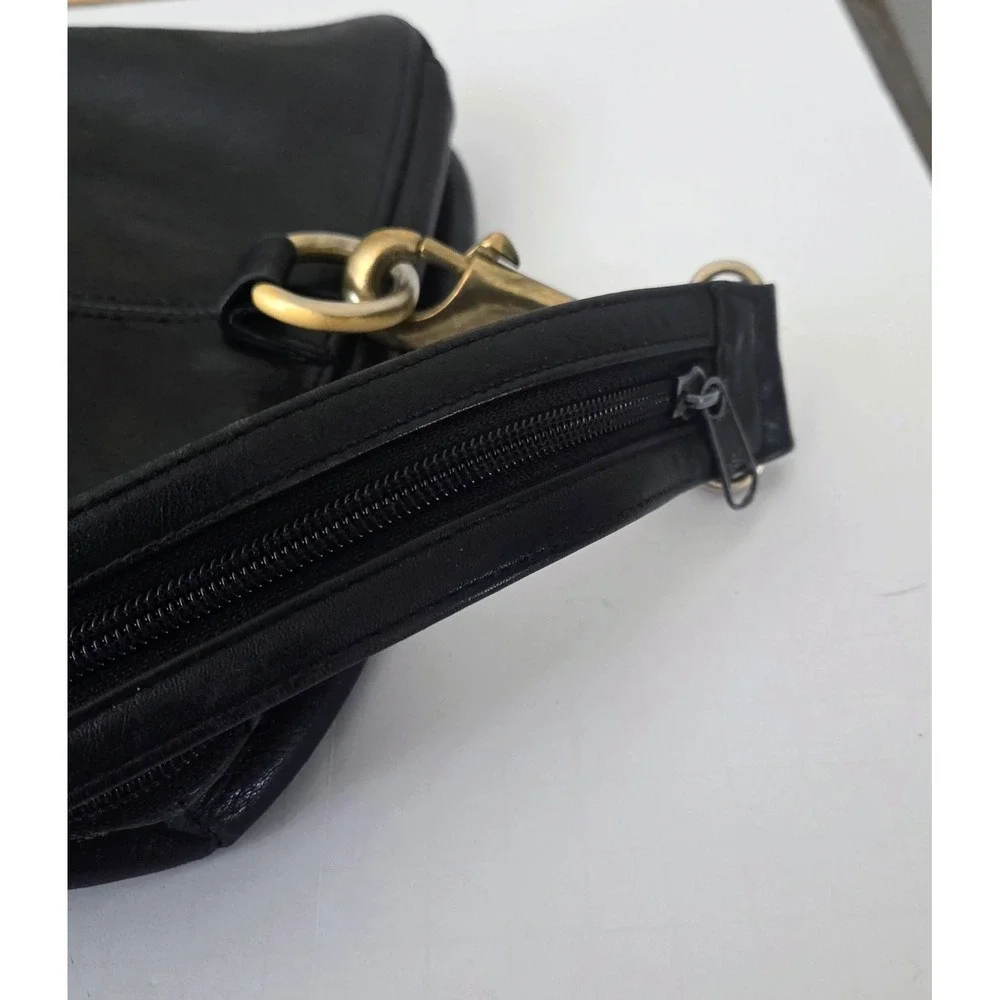 Tignanello Black Soft Leather Sling Backpack Purse Bag Vintage Y2K Convertible‎